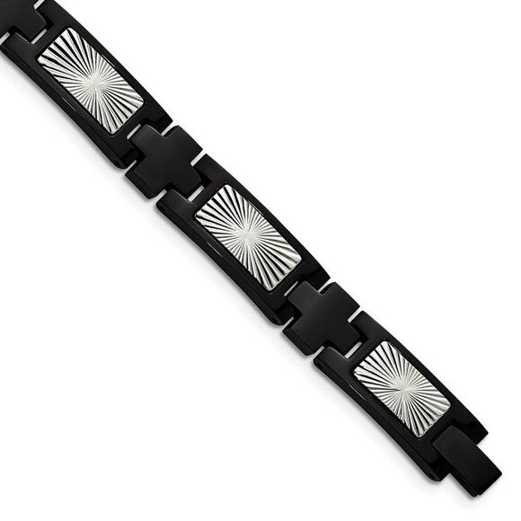 Men's 10mm Two-Tone Stainless Steel Starburst Link Bracelet 8.5 Inch